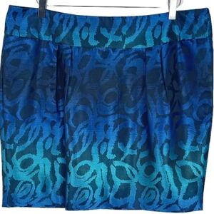 Michael Kors Blue Pleated Metallic Blue Ombre Mini Skirt Size 8